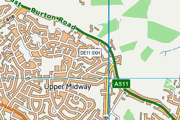 DE11 0XH map - OS VectorMap District (Ordnance Survey)