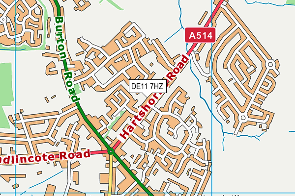 DE11 7HZ map - OS VectorMap District (Ordnance Survey)