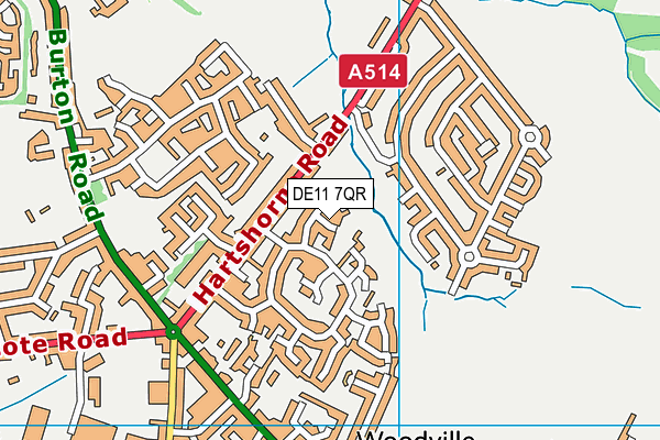 DE11 7QR map - OS VectorMap District (Ordnance Survey)