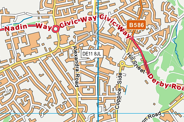 DE11 8JL map - OS VectorMap District (Ordnance Survey) DE11 8JL map - OS VectorMap District (Ordnance Survey)