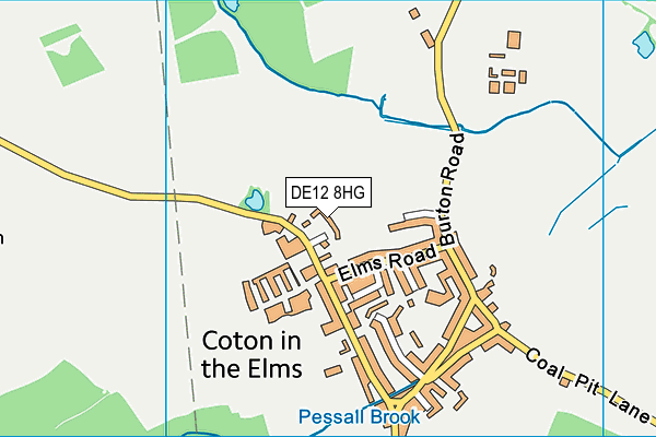 DE12 8HG map - OS VectorMap District (Ordnance Survey)