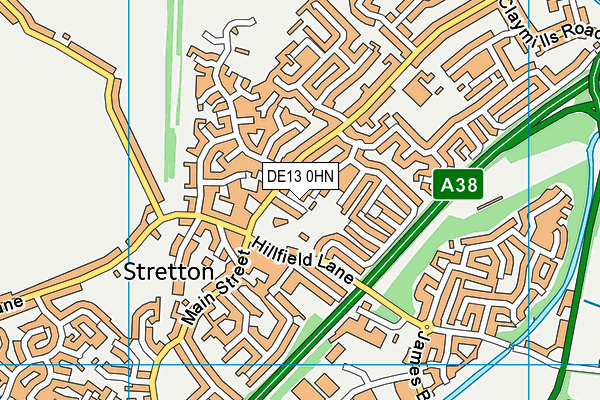 DE13 0HN map - OS VectorMap District (Ordnance Survey)