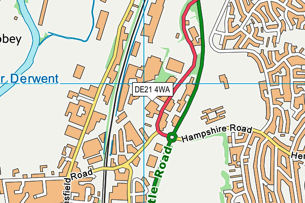 DE21 4WA map - OS VectorMap District (Ordnance Survey)