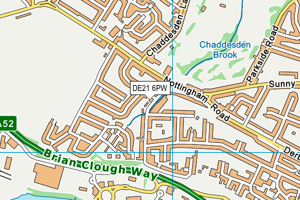 DE21 6PW map - OS VectorMap District (Ordnance Survey)