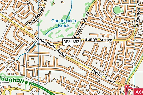 DE21 6RZ map - OS VectorMap District (Ordnance Survey)
