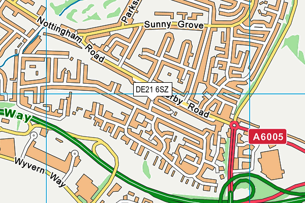 DE21 6SZ map - OS VectorMap District (Ordnance Survey)