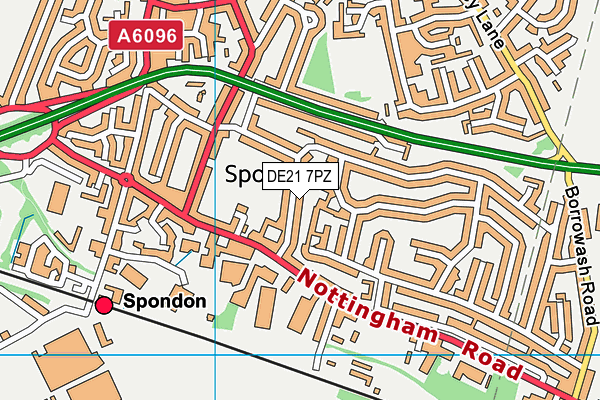 DE21 7PZ map - OS VectorMap District (Ordnance Survey)