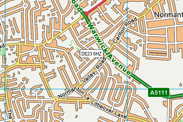 DE23 6HZ map - OS VectorMap District (Ordnance Survey)