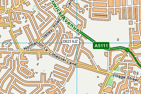 DE23 6JZ map - OS VectorMap District (Ordnance Survey)