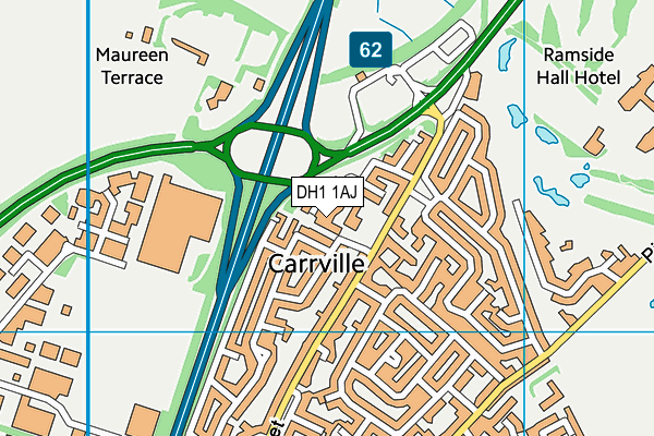 DH1 1AJ map - OS VectorMap District (Ordnance Survey) DH1 1AJ map - OS VectorMap District (Ordnance Survey)