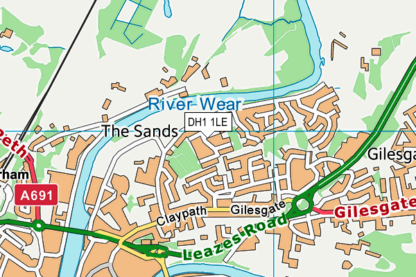DH1 1LE map - OS VectorMap District (Ordnance Survey)