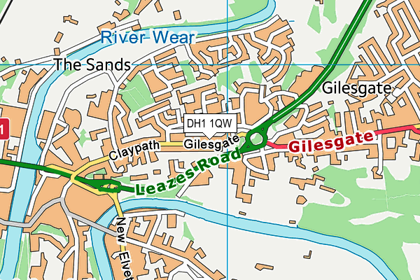 DH1 1QW map - OS VectorMap District (Ordnance Survey)