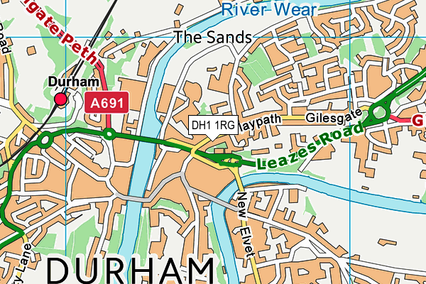 DH1 1RG map - OS VectorMap District (Ordnance Survey)