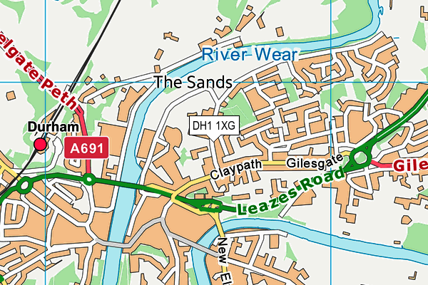 DH1 1XG map - OS VectorMap District (Ordnance Survey) DH1 1XG map - OS VectorMap District (Ordnance Survey)