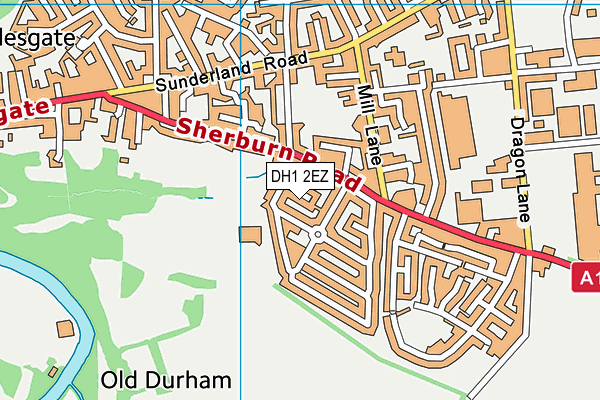 DH1 2EZ map - OS VectorMap District (Ordnance Survey)