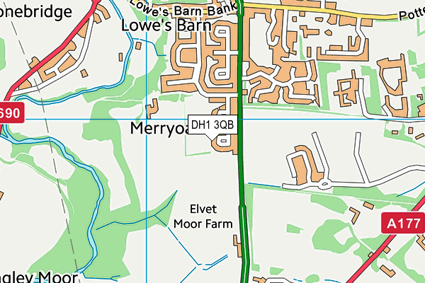 DH1 3QB map - OS VectorMap District (Ordnance Survey) DH1 3QB map - OS VectorMap District (Ordnance Survey)