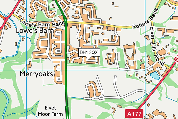 DH1 3QX map - OS VectorMap District (Ordnance Survey) DH1 3QX map - OS VectorMap District (Ordnance Survey)