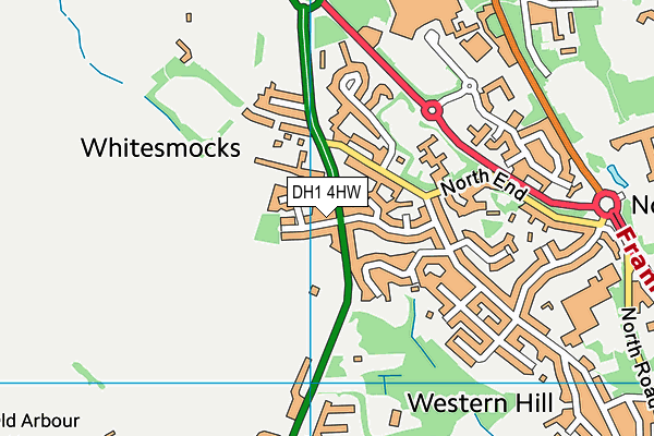 DH1 4HW map - OS VectorMap District (Ordnance Survey)