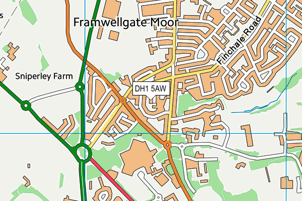 DH1 5AW map - OS VectorMap District (Ordnance Survey)