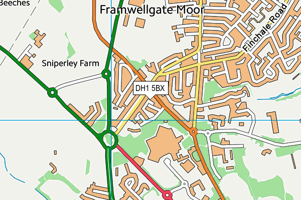 DH1 5BX map - OS VectorMap District (Ordnance Survey) DH1 5BX map - OS VectorMap District (Ordnance Survey)