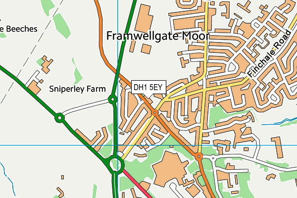 DH1 5EY map - OS VectorMap District (Ordnance Survey)