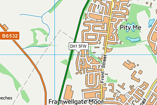 DH1 5FW map - OS VectorMap District (Ordnance Survey)