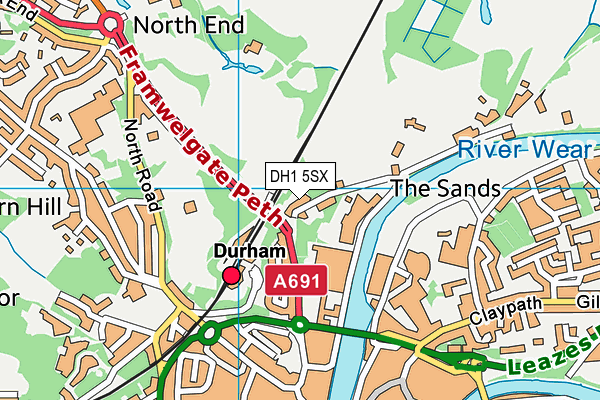 DH1 5SX map - OS VectorMap District (Ordnance Survey)