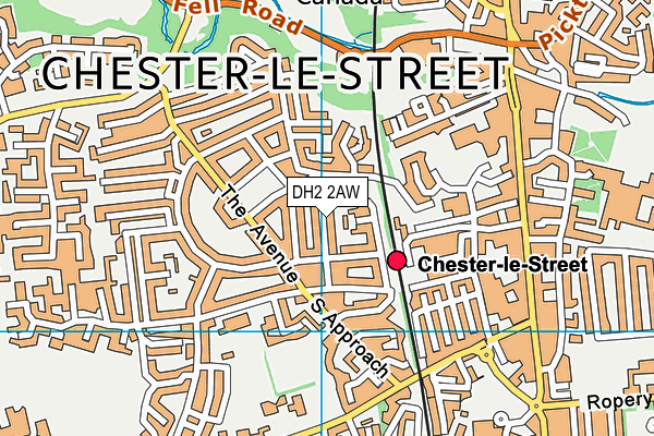 DH2 2AW map - OS VectorMap District (Ordnance Survey)