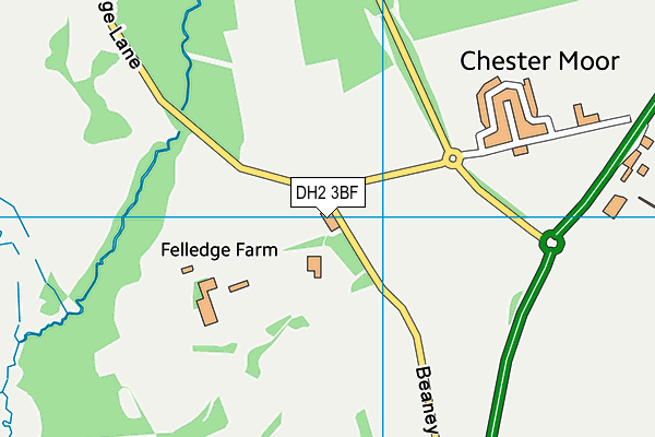 DH2 3BF map - OS VectorMap District (Ordnance Survey)