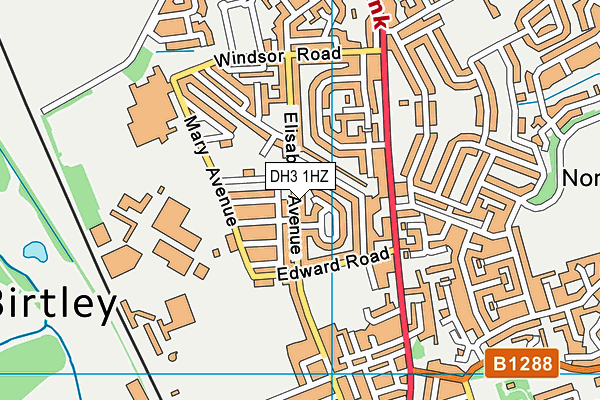 DH3 1HZ map - OS VectorMap District (Ordnance Survey)