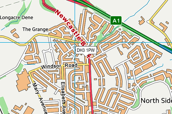 DH3 1PW map - OS VectorMap District (Ordnance Survey)