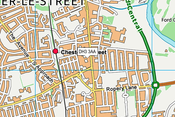 DH3 3AA map - OS VectorMap District (Ordnance Survey)