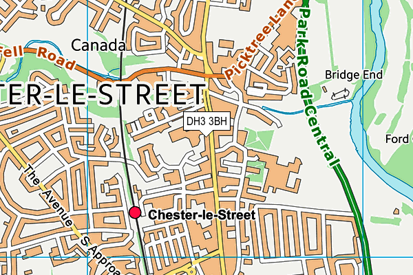 DH3 3BH map - OS VectorMap District (Ordnance Survey)