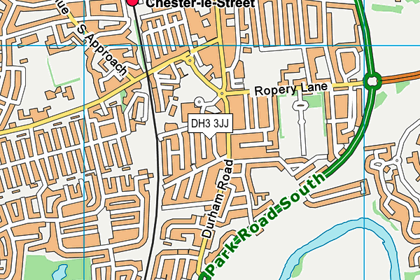 DH3 3JJ map - OS VectorMap District (Ordnance Survey) DH3 3JJ map - OS VectorMap District (Ordnance Survey)
