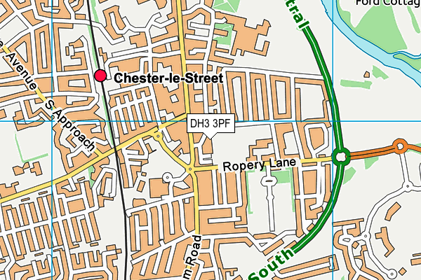 DH3 3PF map - OS VectorMap District (Ordnance Survey)
