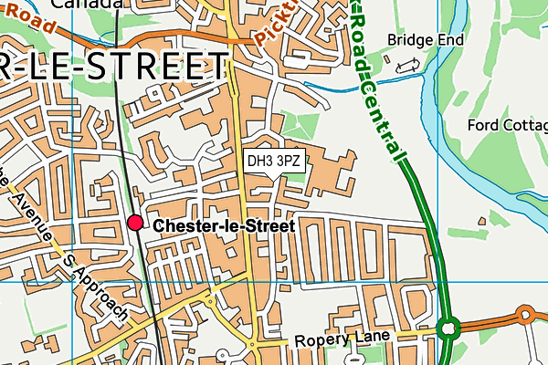 DH3 3PZ map - OS VectorMap District (Ordnance Survey)