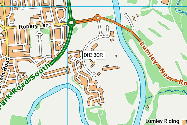 DH3 3QR map - OS VectorMap District (Ordnance Survey)