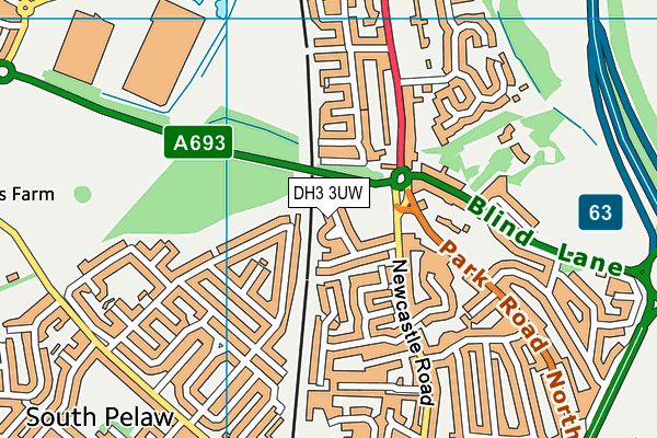 DH3 3UW map - OS VectorMap District (Ordnance Survey)