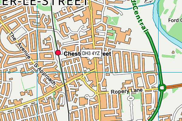 DH3 4YZ map - OS VectorMap District (Ordnance Survey) DH3 4YZ map - OS VectorMap District (Ordnance Survey)