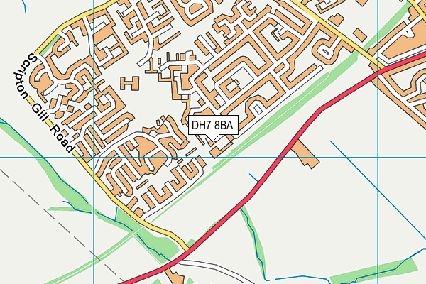 DH7 8BA map - OS VectorMap District (Ordnance Survey) DH7 8BA map - OS VectorMap District (Ordnance Survey)
