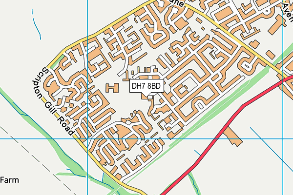 DH7 8BD map - OS VectorMap District (Ordnance Survey) DH7 8BD map - OS VectorMap District (Ordnance Survey)