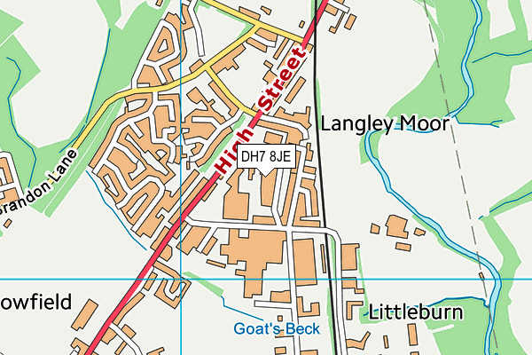 DH7 8JE map - OS VectorMap District (Ordnance Survey) DH7 8JE map - OS VectorMap District (Ordnance Survey)