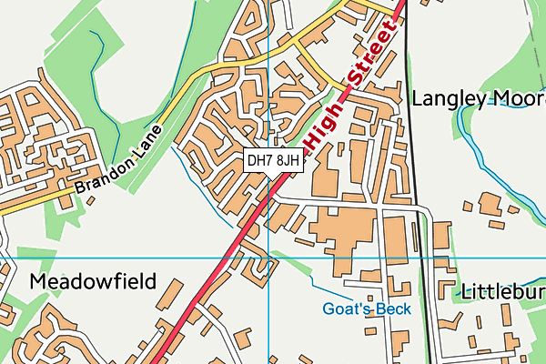 DH7 8JH map - OS VectorMap District (Ordnance Survey)