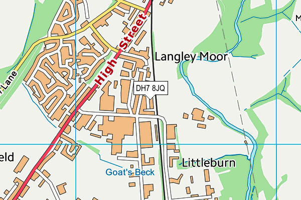 DH7 8JQ map - OS VectorMap District (Ordnance Survey) DH7 8JQ map - OS VectorMap District (Ordnance Survey)