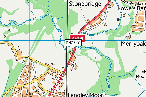 DH7 8JY map - OS VectorMap District (Ordnance Survey) DH7 8JY map - OS VectorMap District (Ordnance Survey)