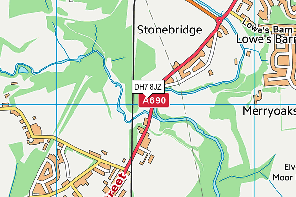 DH7 8JZ map - OS VectorMap District (Ordnance Survey) DH7 8JZ map - OS VectorMap District (Ordnance Survey)