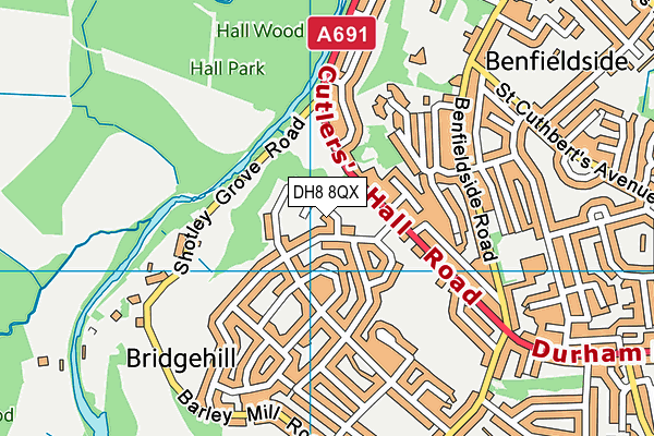 DH8 8QX map - OS VectorMap District (Ordnance Survey)