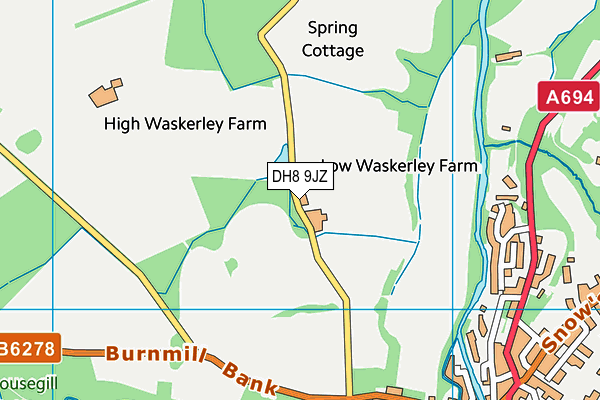 DH8 9JZ map - OS VectorMap District (Ordnance Survey)