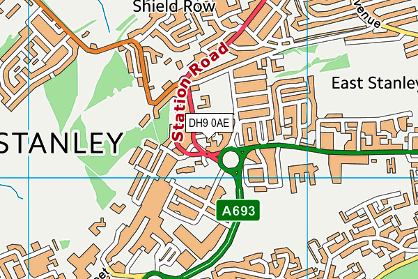 DH9 0AE map - OS VectorMap District (Ordnance Survey) DH9 0AE map - OS VectorMap District (Ordnance Survey)