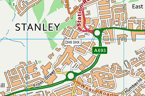 DH9 0HX map - OS VectorMap District (Ordnance Survey)